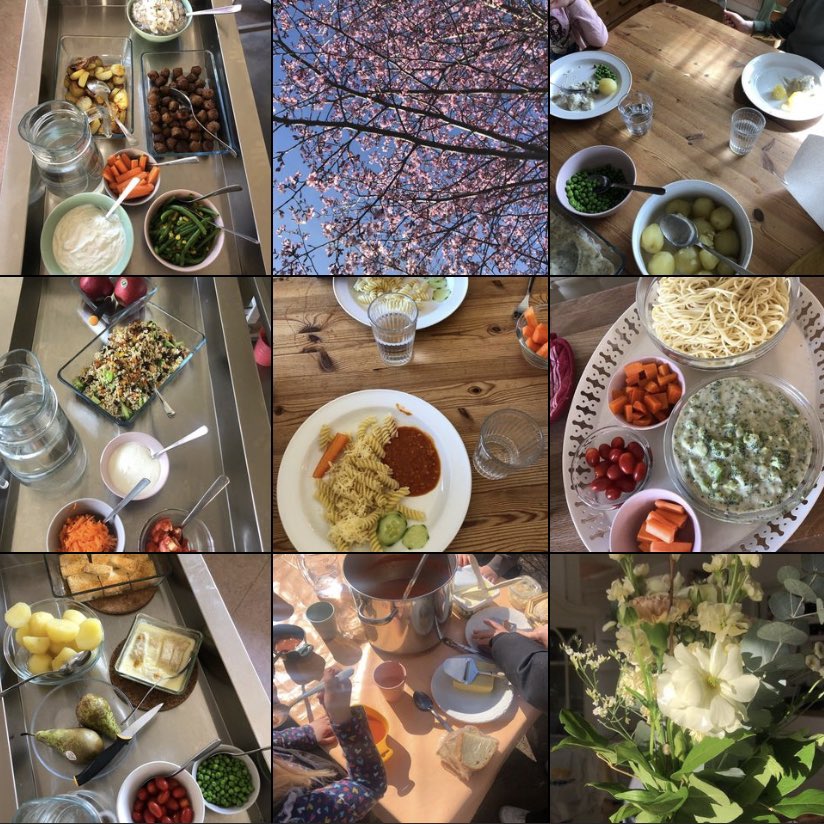 Kollage på matbilder från Ängsklockans Instagram.